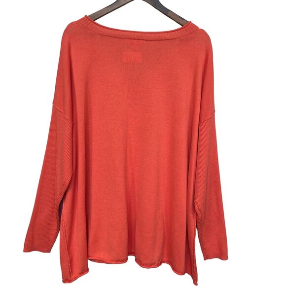 Woman Within Pullover Sweater Women Size 4X Orange Pink Knit V Neck Long Sleeve - Picture 5 of 11